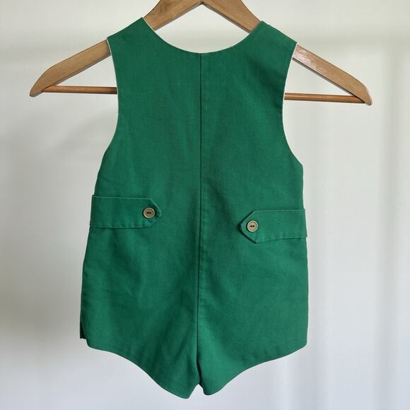 Rare Vintage Carter's Romper Shortalls Size 3t Green Teddy Bear Race Car Outfit - Picture 5 of 7